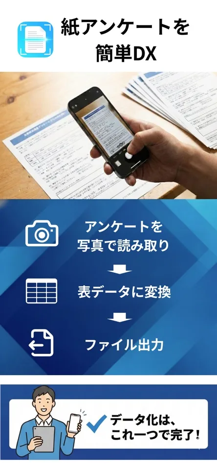 アンケートスキャナで紙の回答を読み取る画面